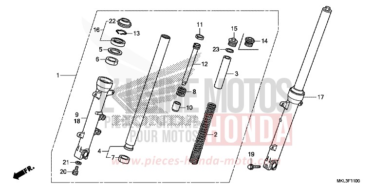 FOURCHETTE AVANT von NC750X DCT MAT BALLISTIC BLACK METALLIC (NHA86) von 2019